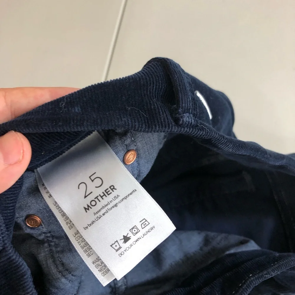 Mother high waisted looker ankle chew hopscotch blue corduroy size 25 - Picture 11 of 15